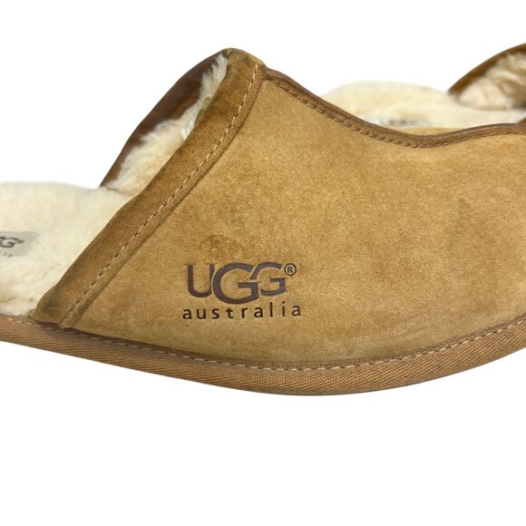 Ugg Australia Pearle Chestnut Brown Suede Sheepskin Men's Slippers Mules sz11 - Picture 5 of 13